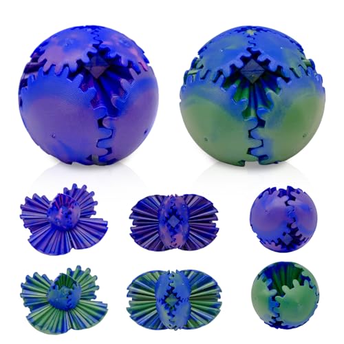 INHEMING 2 Stück 3D Gear Ball,Gear Ball Gear Sphere ,3D Gedruckter Gear Ball,Gear Sphere Fidget Toys ,für Stress und Angst Entspannend von inheming