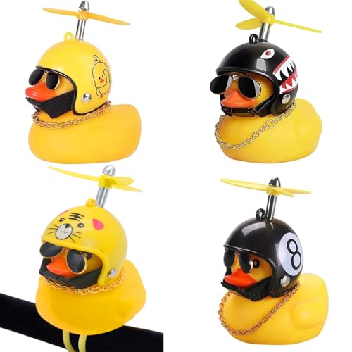 INHEMING 4 Stück Gelbe Ente Auto Ornament, Ente mit Helm ,Ente Fahrrad Bell ,Gelb Ente mit Propeller ,für Auto, Büro, Schlafzimmer INHEMING 4 Stück Gelbe Ente Auto Ornament, Ente mit Helm ,Ente Fahrrad Bell ,Gelb Ente mit Propeller ,für Auto, Büro, Schlafzimmer von inheming