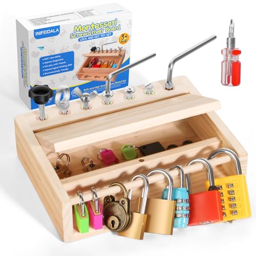 INIFEIDALA Montessori-Spielzeug für 3, 4, 5 Jahre, Montessori-Schraubendreher-Brett-Set, Schloss und Schlüssel, Kinderspielzeug, Vorschullernen, sensorisches Lernen – Feinmotorik – STEM-Spielzeug (8 INIFEIDALA Montessori-Spielzeug für 3, 4, 5 Jahre, Montessori-Schraubendreher-Brett-Set, Schloss und Schlüssel, Kinderspielzeug, Vorschullernen, sensorisches Lernen – Feinmotorik – STEM-Spielzeug (8 von INIFEIDALA