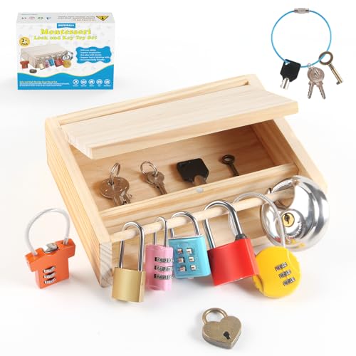 INIFEIDALA Montessori-Spielzeug für 3 4 5 Jahre, Montessori-Schloss und Schlüssel, Spielzeug-Set, Holz-Montessori-Materialien, Kinder-Werkzeug-Set, Vorschul-Lernen, sensorisches Lernen – Feinmotorik INIFEIDALA Montessori-Spielzeug für 3 4 5 Jahre, Montessori-Schloss und Schlüssel, Spielzeug-Set, Holz-Montessori-Materialien, Kinder-Werkzeug-Set, Vorschul-Lernen, sensorisches Lernen – Feinmotorik von INIFEIDALA