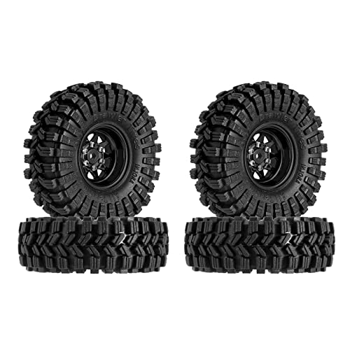 INJORA 1.0" Beadlock Felgen Reifen Sat -3.78mm Offset für 1/18 1/24 RC Crawler Auto Axial SCX24 FMS FCX24 TRX4M,Schwarz(W1004-T1014) von INJORA