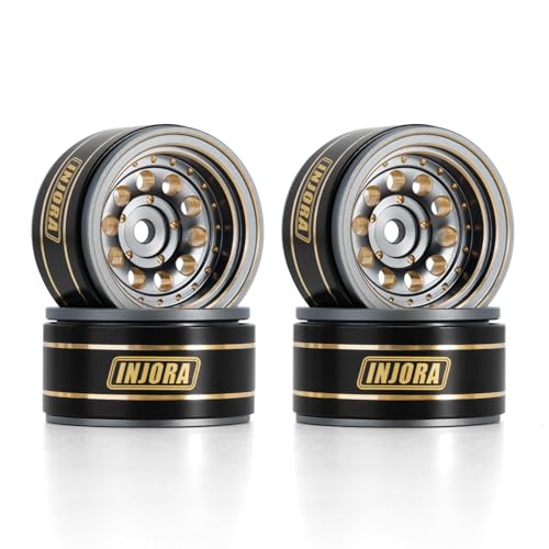 INJORA 1.0" Beadlock Wheel Rims Black Coating Brass Rims for 1/24 1/18 RC Crawler Car Axial SCX24 AX24 TRX4M FCX24 von INJORA