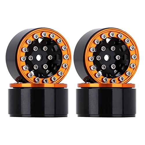 INJORA 1.0 Felgen RC Metal Beadlock Wheels Felgen für alle 1/24 Scale Axial SCX24 Deadbolt RC Crawler Auto Upgrades Zubehör (Gold＆Schwarz) von INJORA