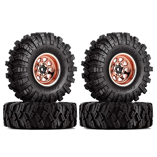 INJORA 1.0 RC Beadlock Rad Schlamm Reifen Set Deep Dish Räder Reifen für TRX4M 1/18 Axial SCX24 Gladiator Deadbolt Bronco C10 JLU Upgrade Teile RC Crawler Car,S5 von INJORA