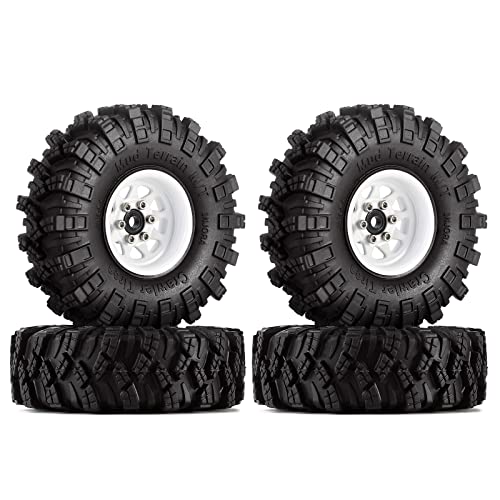 INJORA 1.0 RC Beadlock Rad Schlamm Reifen Set Deep Dish Räder Reifen für TRX4M 1/18 Axial SCX24 Gladiator Deadbolt Bronco C10 JLU Upgrade Teile RC Crawler Car,S5 von INJORA