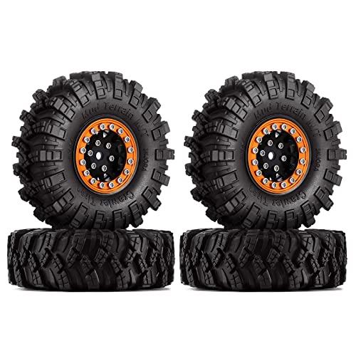 INJORA 1.0 RC Reifen Crawler Schlammiges Terrain Reifen für SCX24 Gladiator Bronco C10 JLU Deadbolt B17 Axial 1/24 1/18 Crawler Upgrade Teile,Gold Schwarz(W1049-T1007) von INJORA