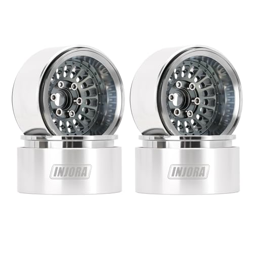 INJORA 1.9 Beadlock Felge Aluminium Offset -10mm Rad für 1/10 RC Crawler SCX10 Pro TRX4 VS4-10 Gen8,Grau von INJORA