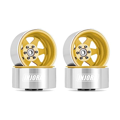 INJORA 1.9 Beadlock Felge Offset -8.9mm Metall Deep Dish Nabe für 1/10 RC Crawler Car TRX4 Axial SCX10 90046 UTB18, Gelb von INJORA