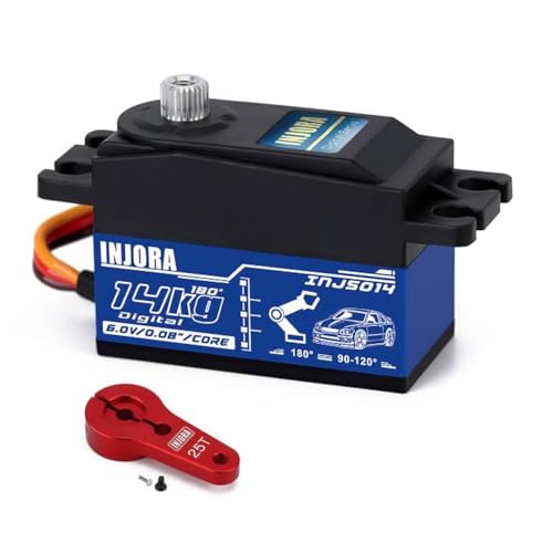 INJORA 14KG Low Profile Servo Wing High Torque Digital Servo mit 25T Arm für 1/10 1/12 RC Fahrzeuge On-Road Touring Drift Car Hubschrauber Flächenflugzeug Tamiya TT-02 von INJORA