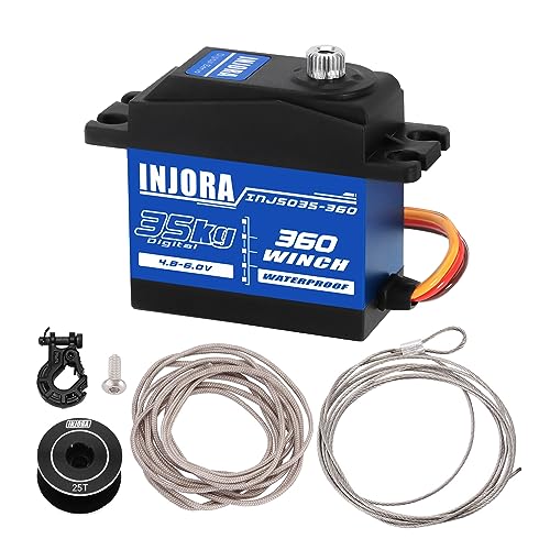 INJORA 35KG Digital Servo wasserdichte 360° Rotation 25T Servo Winde Spule für SCX10 PRO RC Raupe Auto Boot Modell von INJORA