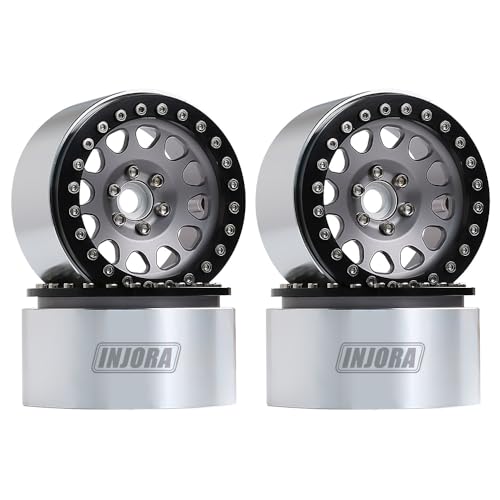 INJORA 4 Stücke 2,2 Beadlock Felgen Metall Räder Felge Set für 1:10 RC Rock Crawler Axial SCX10 RR10 Wraith 90048 90018 TRX4 von INJORA