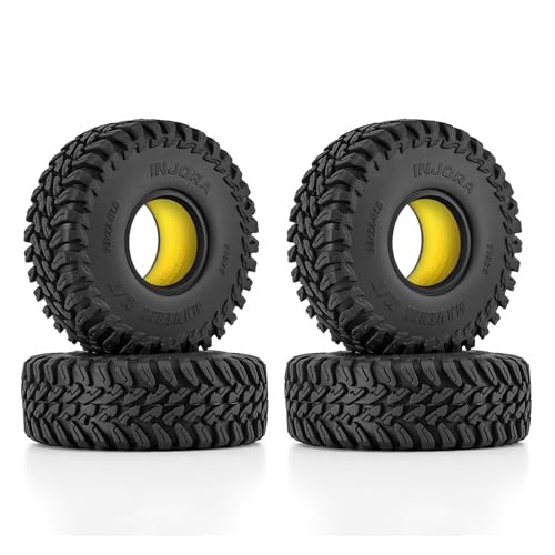INJORA 63 * 22mm 1.0" MAVERIX M/T Reifen & Silikon-Gummi-Einsätze für TRX4M SCX24 1/18 1/24 RC Crawler von INJORA