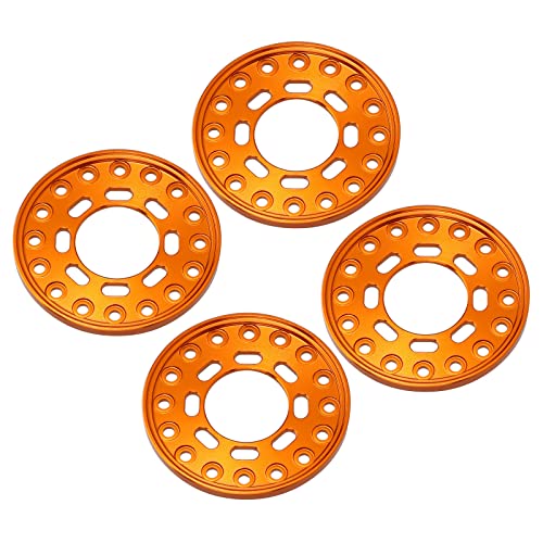 INJORA Äußeres Beadlock Ring 4PCS CNC-Aluminium für 1.0 Rad Felgen 1/24 RC Crawler Auto Axial SCX24 Upgrade,Quadrat Orange von INJORA