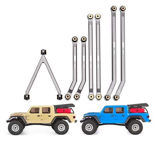 INJORA CNC Aluminium Links Set Hochspielige Aluminium Chassis Links Set für 1/24 RC Crawler Car Axial SCX24 Gladiator（grau） von INJORA