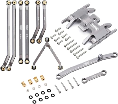 INJORA CNC Chassis Links Set, Skid Plate und Lenkstange Tie Links Set für SCX24 Upgrade Parts Axial SCX24 AXI90081 Deadbolt AXI00004 B17 von INJORA