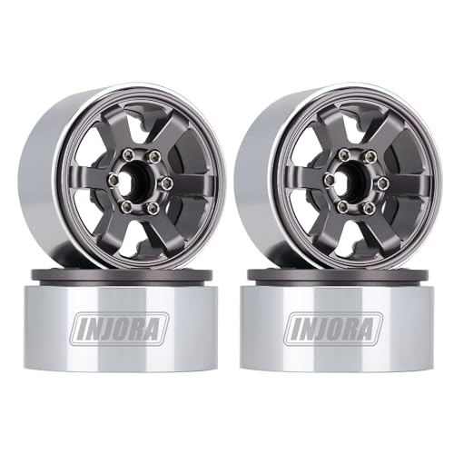 INJORA Crawler Felgen 1,9inch Beadlock Felgen 6-Spokes Räder für 1:10 RC Crawler Axial SCX10 Pro VS4-10 Redcat Gen 8 7 Pro Enduro TRX4(4pcs, Grau) von INJORA