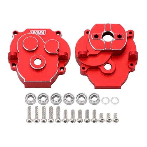 INJORA Getriebegehäuse mit Kugellagern CNC-Aluminium Gehäuse des Getriebegehäuses für 1/18 RC Crawler TRX4M Upgrade, Rot von INJORA