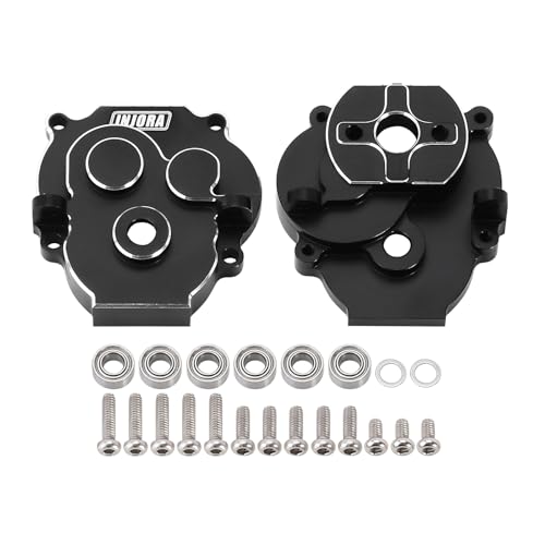 INJORA Getriebegehäuse mit Kugellagern CNC-Aluminium Gehäuse des Getriebegehäuses für 1/18 RC Crawler TRX4M Upgrade, Schwarz von INJORA