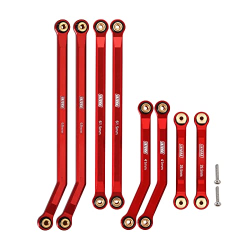 INJORA High Clearance 4 Links Set CNC Aluminium Links Set für 1/24 RC Crawler Car LWB 133.5mm Axial SCX24 AXI90081 Deadbolt AXI00004 B17,8PC(Rot) von INJORA