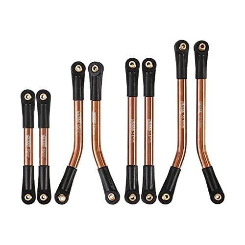INJORA RC Chassis Links Set Hohe Räumung Lenk für SCX24 C10 JLU Bronco Base Camp Axial 1/24 RC Crawler Car Upgrade Teile,8st（Bronze） von INJORA
