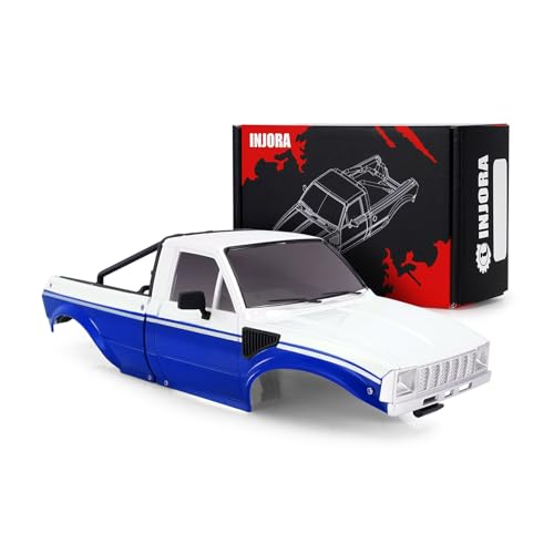 INJORA IR60 Pickup Hard Karosserie mit Ladefläche für 1/18 RC Crawler TRX4M Defender Bronco (Blau Weiß) von INJORA