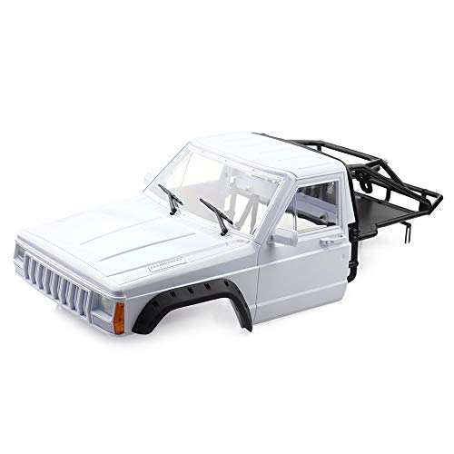INJORA RC Karosserie Cherokee Car Body Shell RC Vorne Cab mit Überrollkäfig für 1:10 RC Crawler TRX4 Axial SCX10 90046 (Weiß) von INJORA