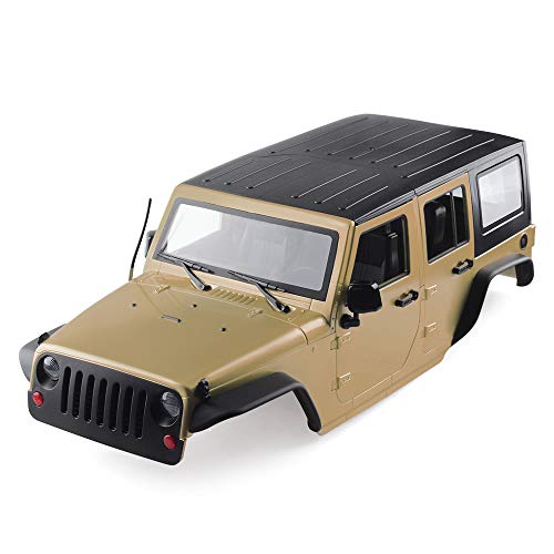 INJORA RC Auto Karosserie KIT Car Body Shell für 1:10 RC Crawler Axial SCX10 und SCX10 II 90046 90047 Wrangler (Khaki) von INJORA