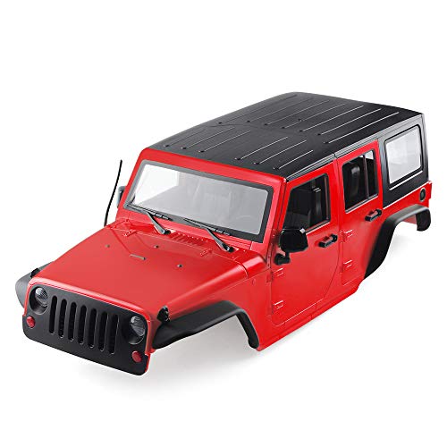 INJORA RC Auto Karosserie KIT Car Body Shell für 1:10 RC Crawler Axial SCX10 und SCX10 II 90046 90047 Wrangler (Rot) von INJORA