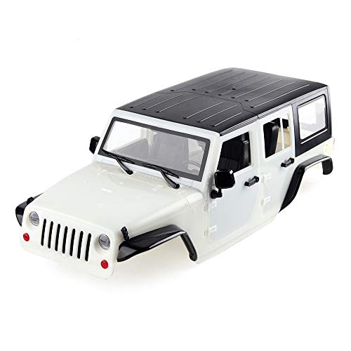 INJORA RC Auto Karosserie KIT Car Body Shell für 1:10 RC Crawler Axial SCX10 und SCX10 II 90046 90047 Wrangler(Weiß) von INJORA