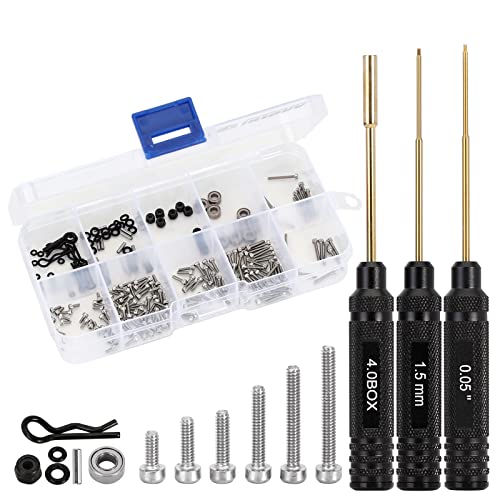 INJORA RC Auto Werkzeugsatz 3St Verhexen Schraubendreher 0.05 Zoll 1.5 mm, Hex Nut Drivers 4mm, Schrauben-Kit für Axial SCX24 C10 Deadbolt JLU Gladiator Bronco Anderes RC Modell von INJORA