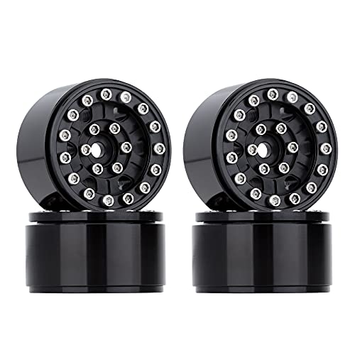 INJORA RC Felgen 4pcs 1,0inch Beadlock Felgen für 1:24 RC Crawler Axial SCX24 90081 AXI00001 AXI00002 Deadbolt B-17 (Schwarz) von INJORA