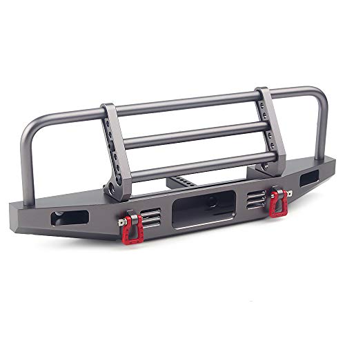 INJORA RC Frontstoßstange Front Bumper mit Trailer Haken für 1:10 RC Crawler Traxxas TRX4 Defender Axial SCX10 SCX10 II 90046 90047 (Grau) von INJORA