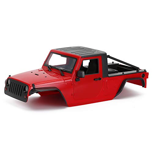 INJORA RC Karosserie 313mm Radstand Karosserie Pickup Body Shell für 1:10 RC Crawler Axial SCX10 SCX10 II 90046 Wrangler (Rot) von INJORA