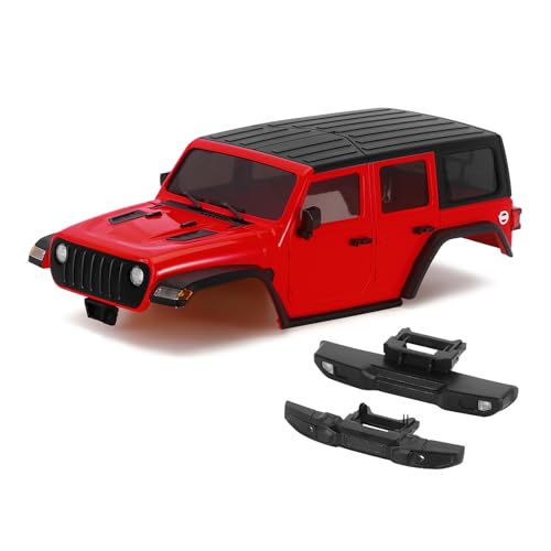 INJORA RC Karosserie 6,10 Zoll Radstand-ABS Hardtop Körper Bausatz mit Vorderen Hinteren Stoßstangen für TRX4M Chassis Upgrade 1/18 RC Crawler (Rot) von INJORA