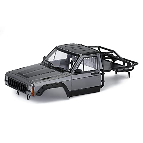 INJORA RC Karosserie Cherokee Car Body Shell RC Vorne Cab mit Überrollkäfig für 1:10 RC Crawler TRX4 Axial SCX10 90046 (Grau) von INJORA