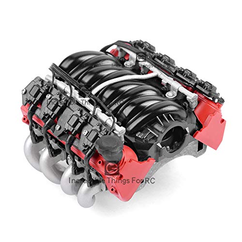 RC Kühlung RC Motor Kühler LS7 V8 Engine Kühler RC Cooling Fans für 1:10 RC Crawler TRAXXAS TRX4 TRX6 AXIAL SCX10 90046 VS4 (Rot) von INJORA