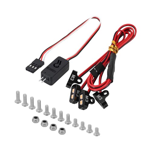 INJORA RC LED Lights Kit Rock Lichter Scheinwerfer für SCX10 TRX4 1/10 RC Crawler (4 LED Gelb & Controller) von INJORA