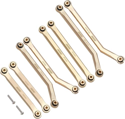 INJORA RC Links Set Front Hohem Spielraum 4 Stück 37g Schweres Messing Lieder für SCX24 C10 JLU Bronco Base Camp Axial 1/24 RC Crawler Car, 8PCS von INJORA