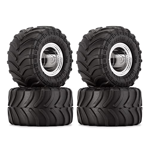 INJORA RC Monster Truck Felgen 4 STÜCKE 70 * 38mm für 1/24 RC Crawler Car SCX24 Gladiator Bronco C10 JLU Deadbolt B17 FMS FCX24 FCX18，Silber von INJORA