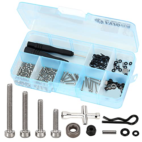 INJORA RC Screws Kit Rostfrei Stahl Schrauben Satz mit Hexagon Schraubendreher für 1/18 1/24 RC Crawler Car Axial SCX24 C10 Deadbolt JLU Gladiator Bronco von INJORA