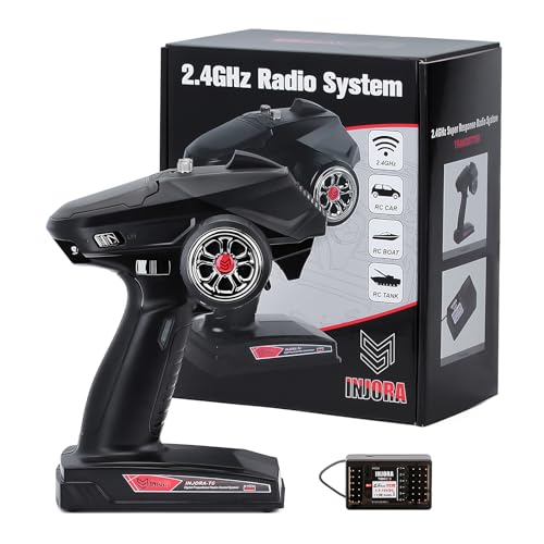 INJORA RC Car Fernsteuerung 2,4GHz 6 Kanal RC Fernbedienung Fernbedienung mit Empfänger für 1/8 1/10 RC Auto Boot Panzer Crawler TRX4 SCX10（T6DC） von INJORA