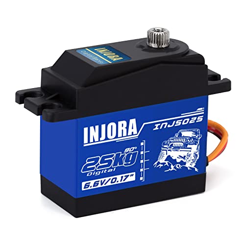 INJORA RC Servo Motor 25KG Digital Servo Metallzahnrad RC Zubehör für 1:10 RC Crawler SCX10 Pro TRX4 D90 VS4-10 Redcat Gen 8 7 Pro Enduro (25KG) von INJORA