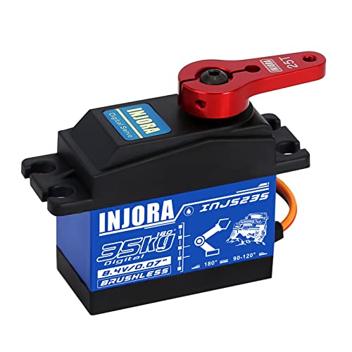 INJORA RC Servo Motor 35KG Wasserdicht Brushless Servo Großes Drehmoment Digital Servo Hoch Stromspannung Metall Gang mit 25T Servo Arm Horn für 1/10 1/8 RC Auto Modell von INJORA