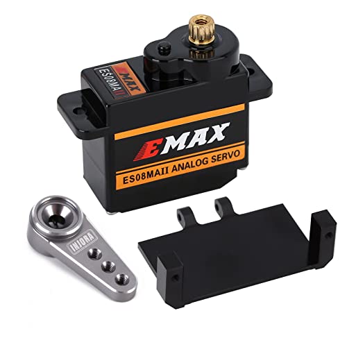 INJORA RC Servo Motor Lenkservo mit Servohalterung und Arm für RC Auto Bootsmodellteile Axial SCX24 AX24 Upgrade Teile (Grau) von INJORA