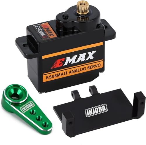 INJORA RC Servo Lenkservo mit Servohalterung und Arm für RC Car Boot Modellteile Axial SCX24 AX24 Upgrade Teile,Grün von INJORA