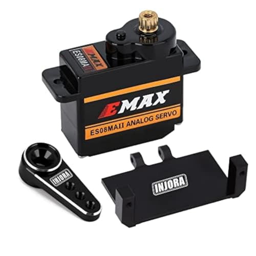 INJORA RC Servo Motor Lenkung Servo mit Servohalterung und Arm für RC Auto Boot Modellteile Axial SCX24 AX24 Upgrade Teile,Schwarz von INJORA