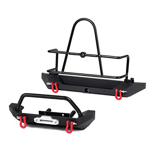 INJORA RC Stoßstange Set Metall RC Bumper Set RC Frontstoßstange und Heckstoßstange für 1/10 Crawler Axial SCX10 90046 SCX10 III AXI03007 von INJORA