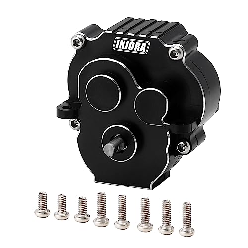 INJORA Übertragung Getriebe mit 16,6/1 Getriebe Ritzel CNC Aluminium Kompletter Getriebesatz für 1/18 RC Crawler TRX4M Upgrade,Schwarz von INJORA