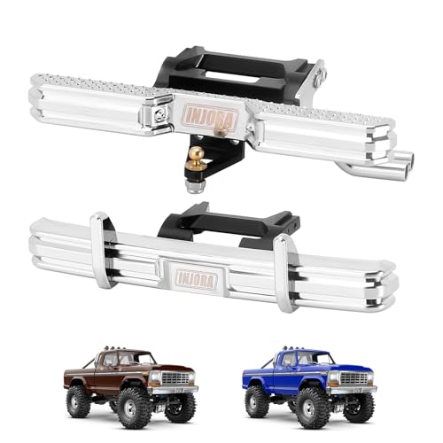 INJORA Vorne und Heckstoßstange mit Doppel-Auspuff CNC Aluminium Stoßstangen-Set für 1/18 RC Crawler TRX4M High Trail F150 Upgrade von INJORA