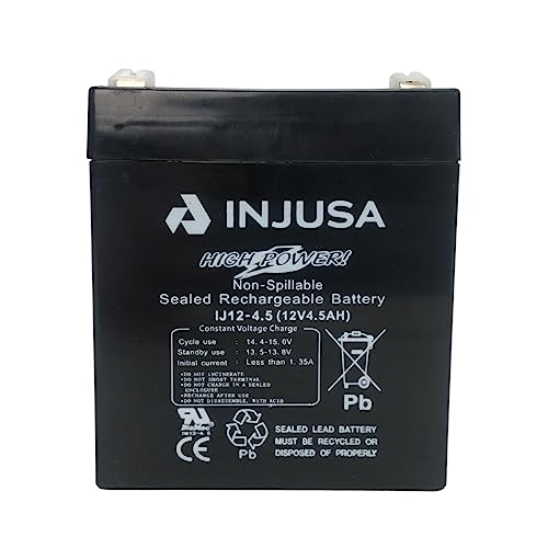 INJUSA Blei-Säure-Batterie, 12 V und 4,5 Ah, kompatibel mit 12 V INJUSA Elektrofahrzeugen, Motorrädern, Autos und Quads mit 12-Volt-Batterie, mit 60 Minuten Autonomie und 12 Stunden Ladezeit INJUSA Blei-Säure-Batterie, 12 V und 4,5 Ah, kompatibel mit 12 V INJUSA Elektrofahrzeugen, Motorrädern, Autos und Quads mit 12-Volt-Batterie, mit 60 Minuten Autonomie und 12 Stunden Ladezeit von INJUSA
